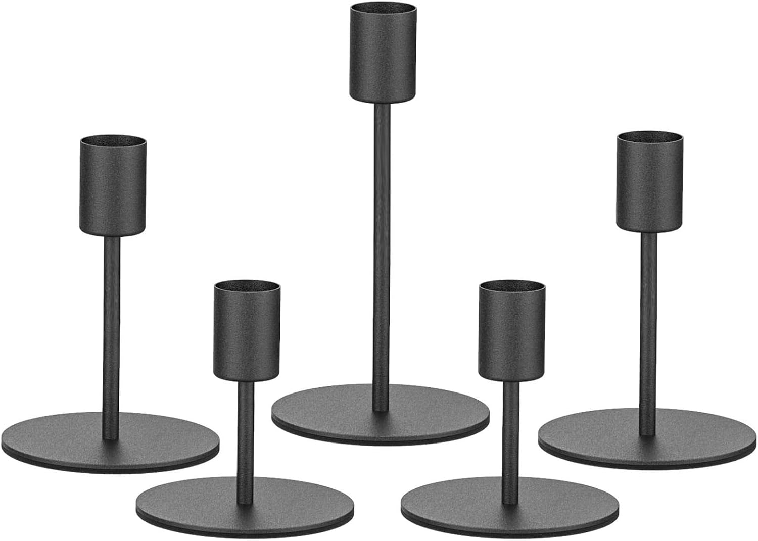 Smtyle Black Candlestick Holders for Taper Candles, Set of 5
