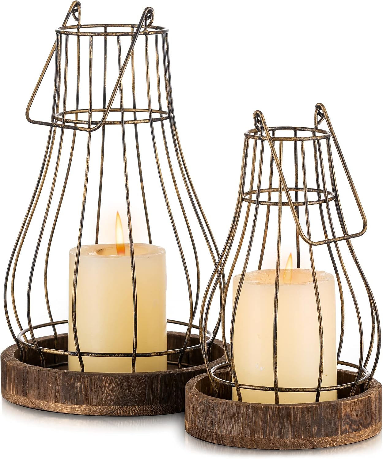 Romadedi Lantern Rustic Farmhouse Decor, Set of 2