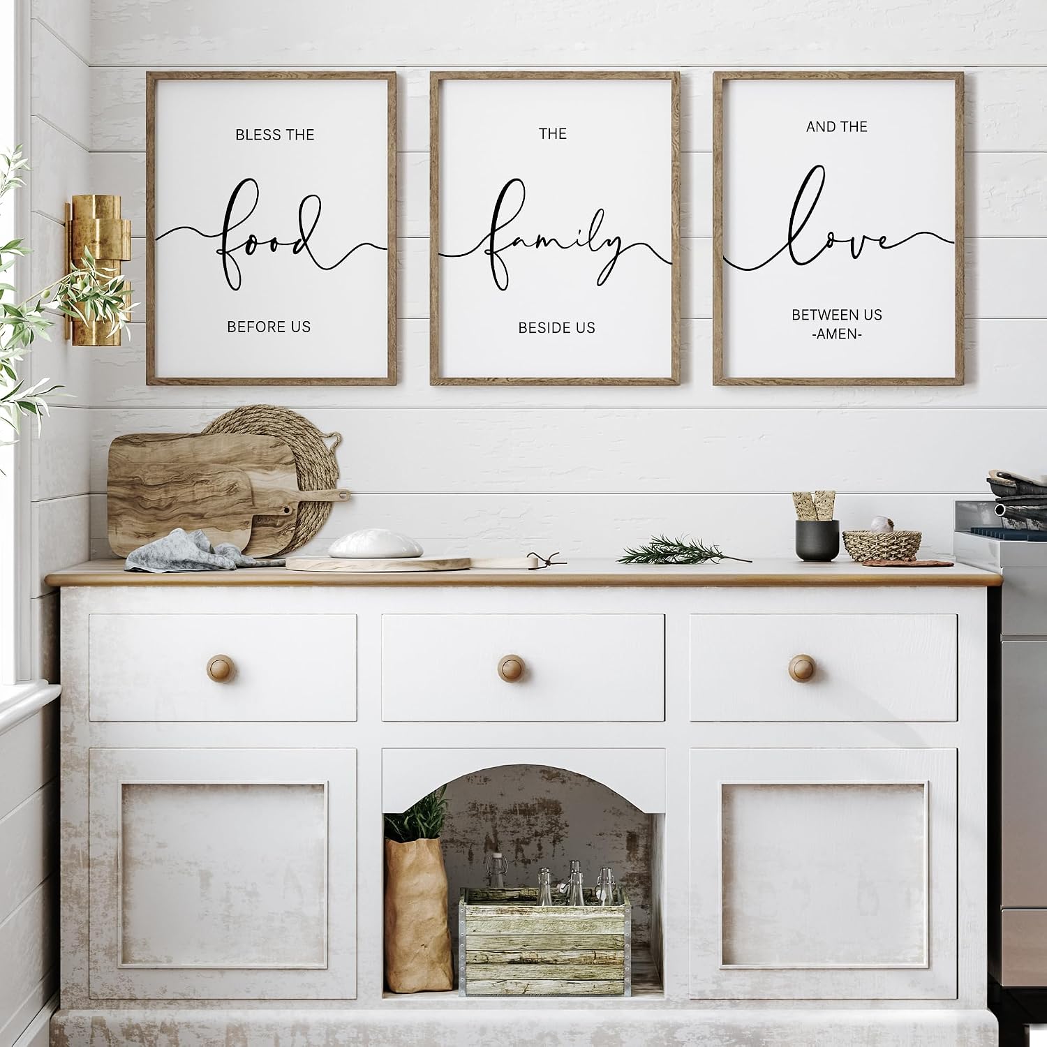 Heiple Set of 3 Framed Farmhouse Signs, Kitchen Wall Decor for Dining Room, Wood Signs 11