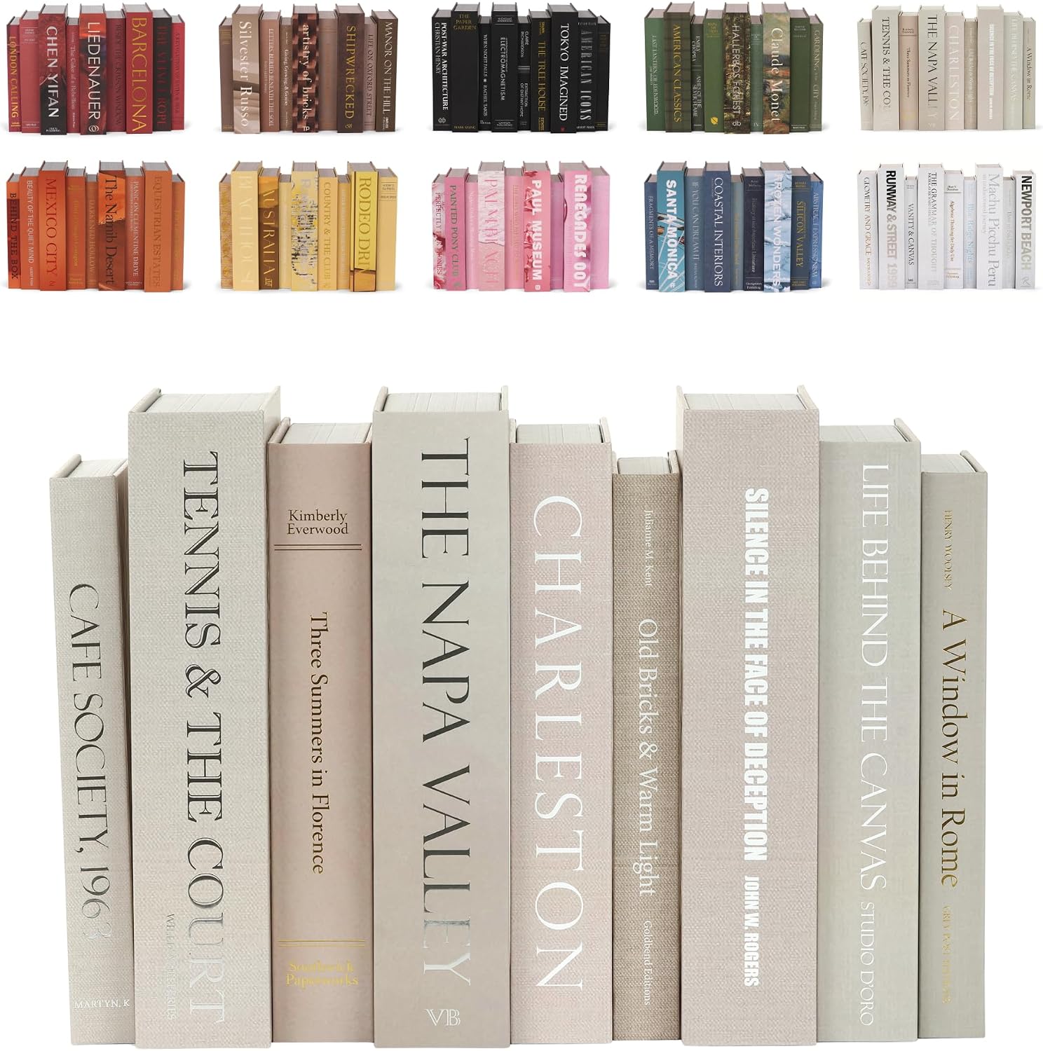 9 Faux Books Neutral, Decorative Box with Hidden Storage, Bookshelf Accent, Home Staging Accessory
