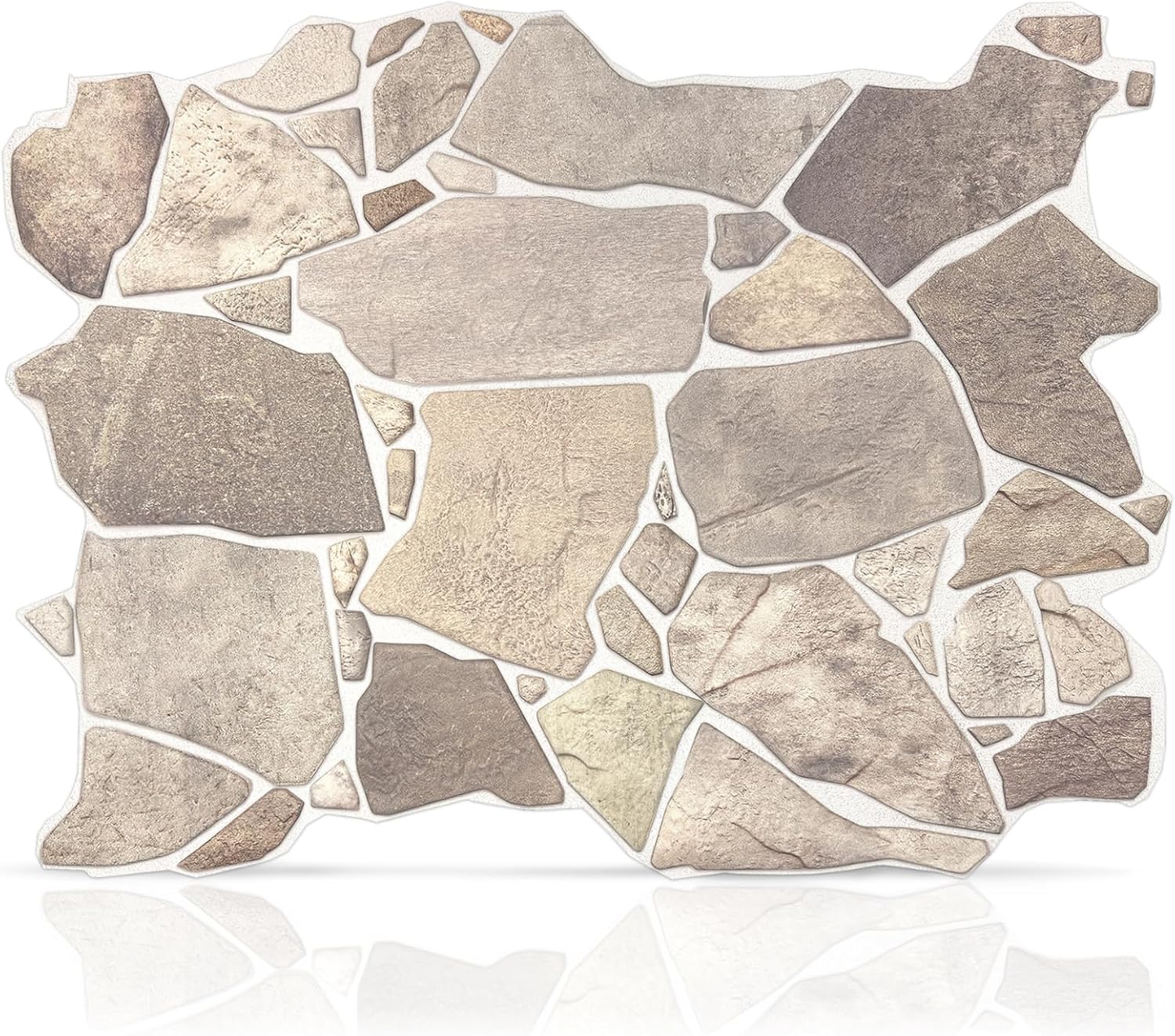 3D Faux Stone Wall Panels, Wild Boulder, Pack of 10, Covers 28.86 Sq Ft