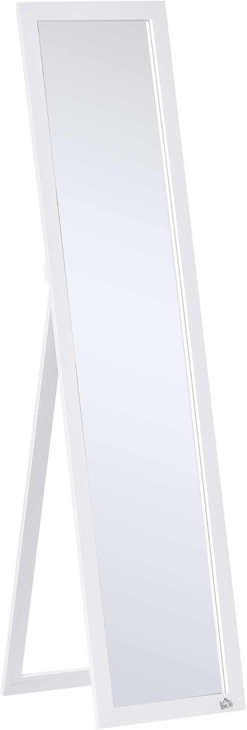HOMCOM Full Length Glass Mirror, Freestanding or Wall Mounted, White