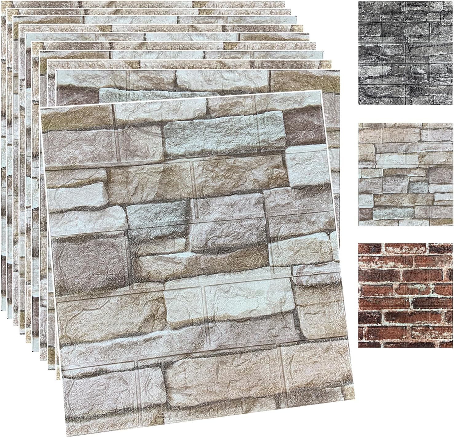 20PCS 3D Wall Panels Peel and Stick Foam Brick Wallpaper, Faux Stone