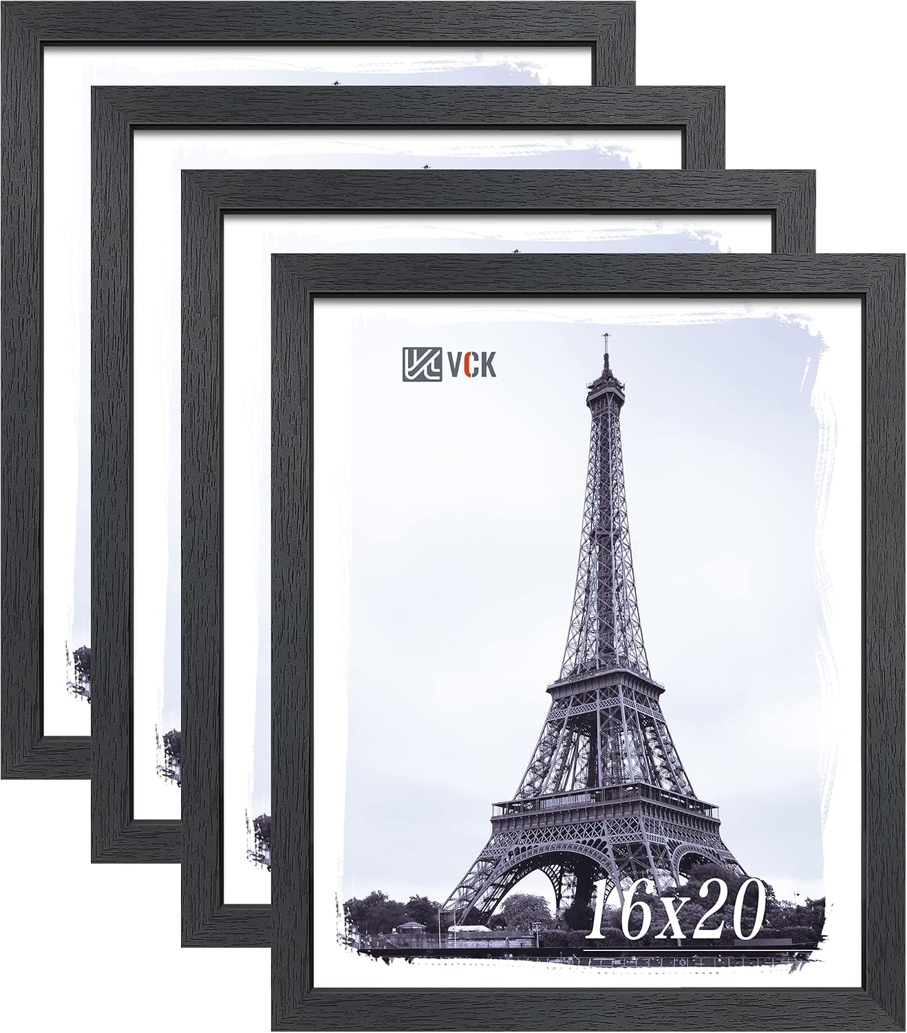 VCK 16x20 Frames Black, 4 Pack, Wide Thick Wood Border, for Poster/Prints