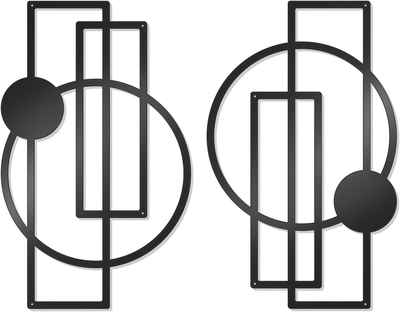 OYEFLY 2 Pcs Metal Abstract Wall Art, Modern Geometric Decor, Black