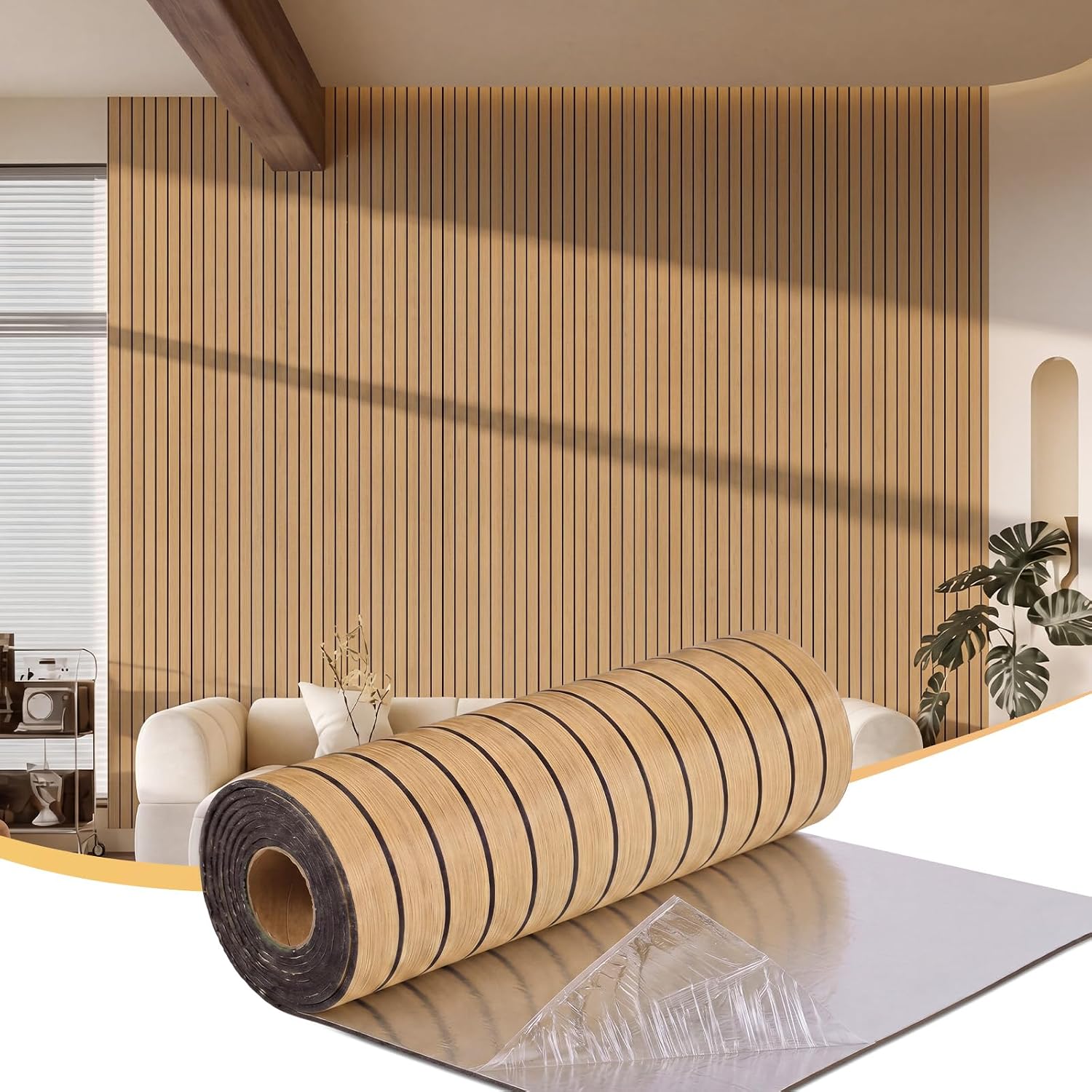 Geelin Peel and Stick PVC Wood Slat Wall Panel Decor 118