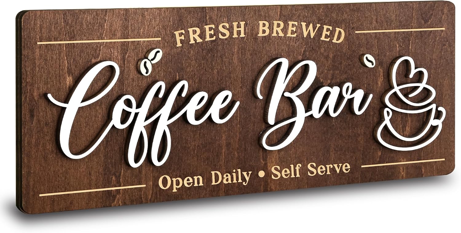 Coffee Bar Sign for Wall, Vintage Cafe Station Signs for Coffee Bar Decor
