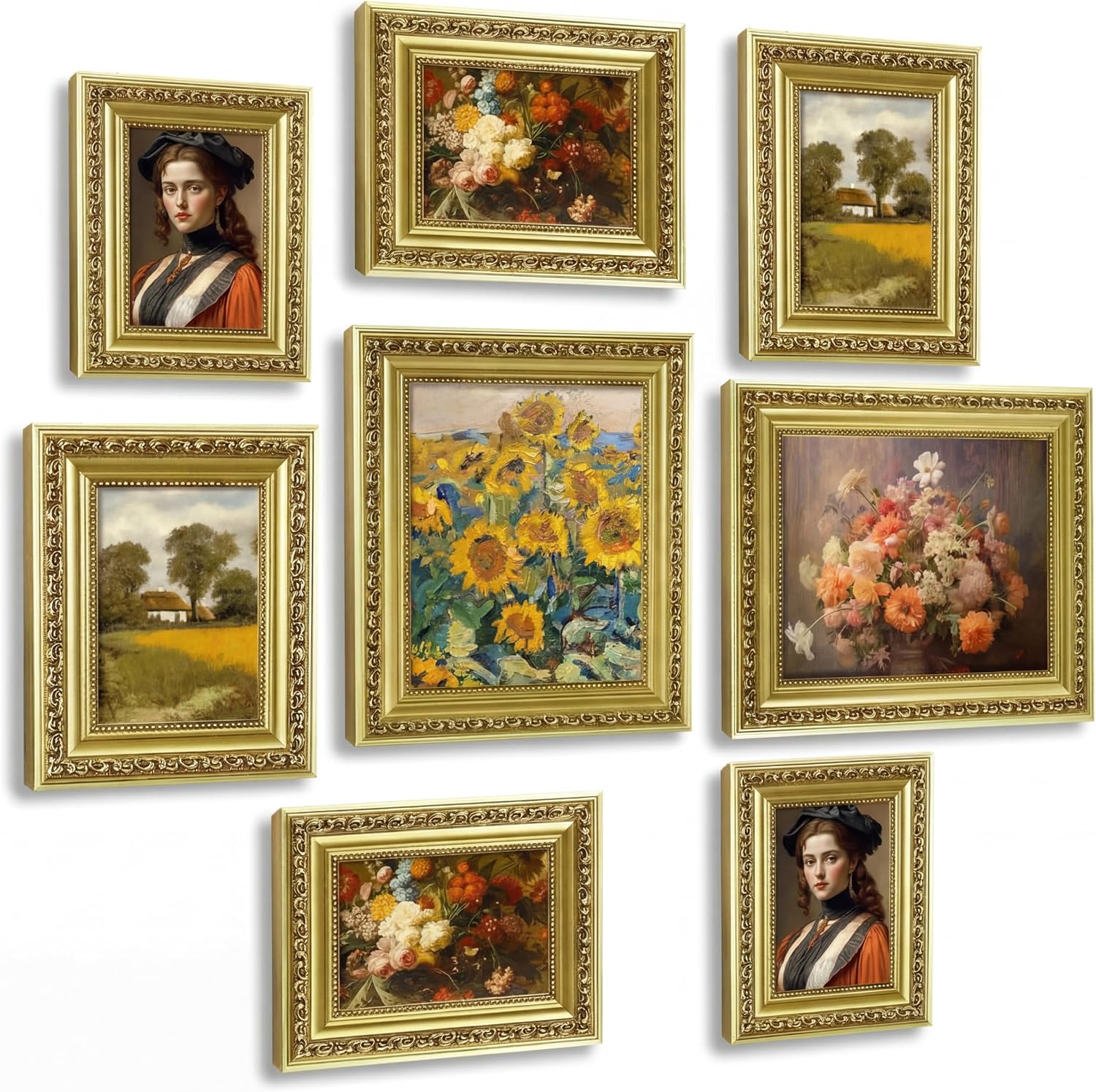 Novabright 8 Pcs Gold Vintage Picture Frames (8x10, 5x7, 4x6)