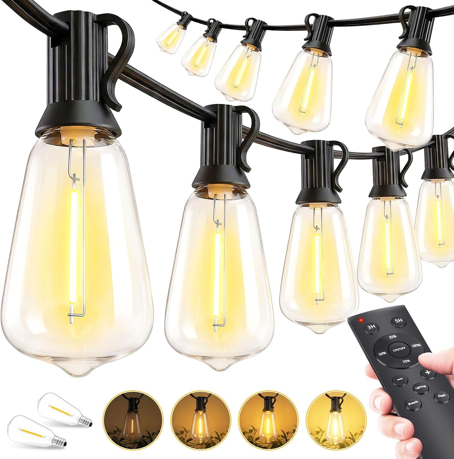Outdoor String Lights for Patio, 100ft LED Waterproof Light