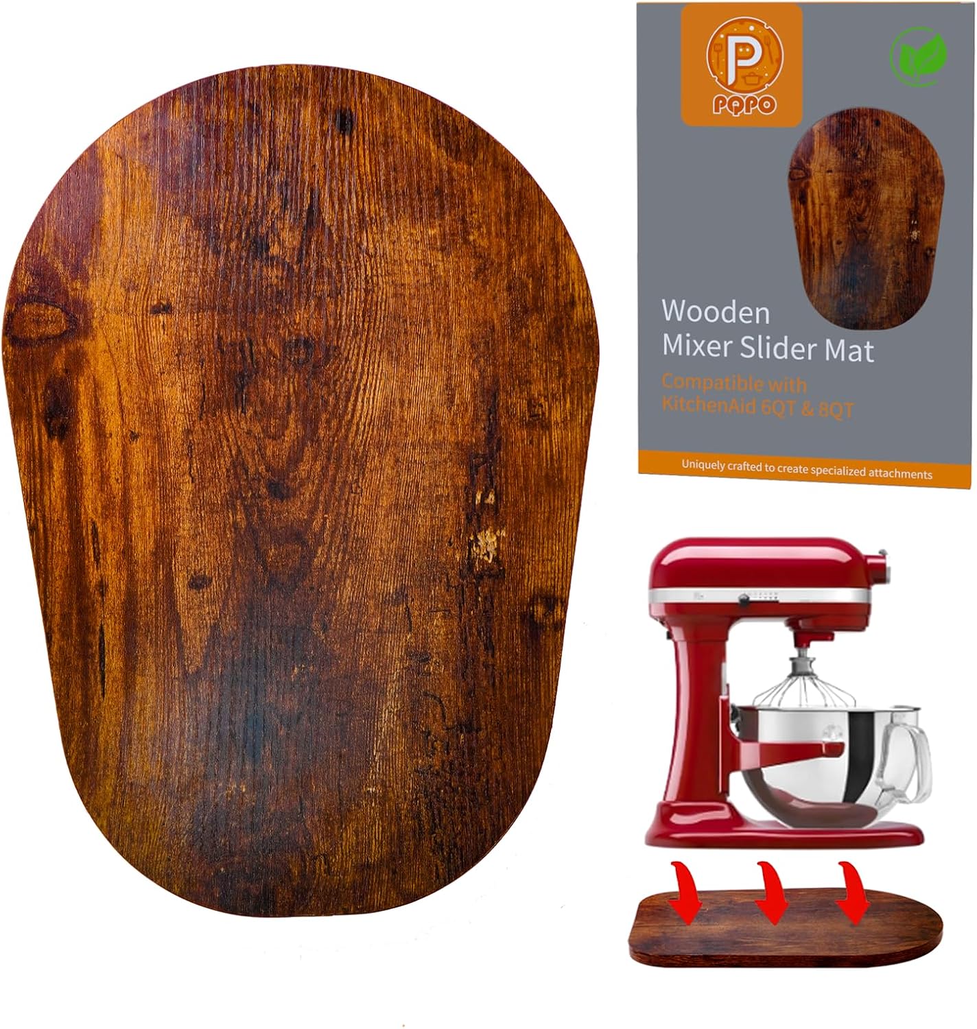 Wooden Mixer Slider Mat, Sliding Tray for Countertop Organization