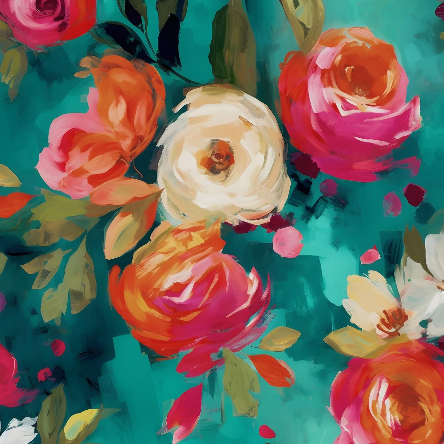 BOKEBEVE Floral Wallpaper, Peel and Stick, Boho Teal Blue