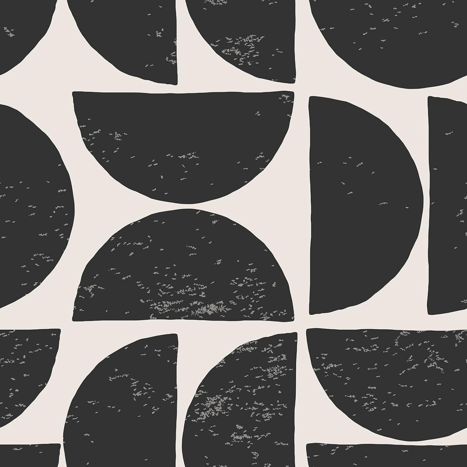 Livelynine Bold Black Wallpaper, Peel and Stick, Mid Century Modern Geometric