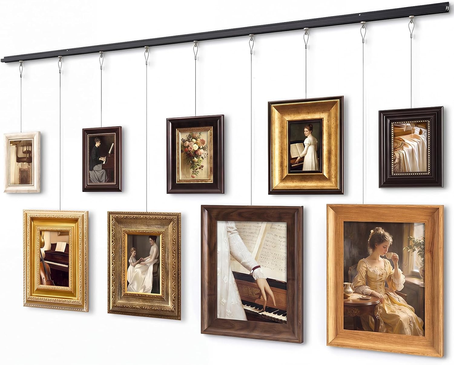 Lineshading Gold, Black Vintage Gallery Wall Frame Set of 9
