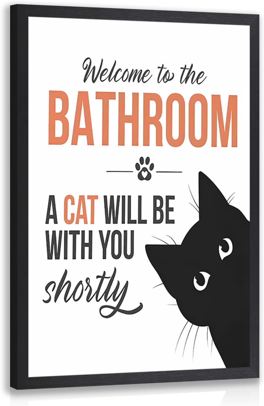 LLEEMPI Framed Funny Bathroom Wall Art, Cat Quote Canvas Painting, 12x16 In