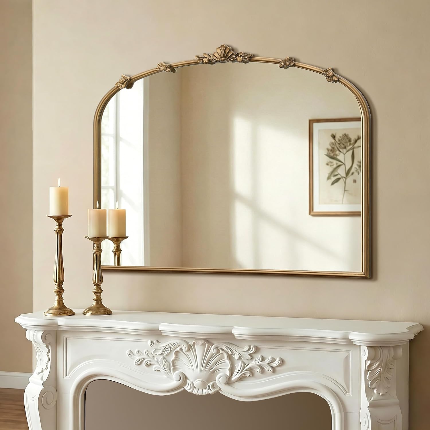 Besdomus Vintage Gold Arched Mirror, 36