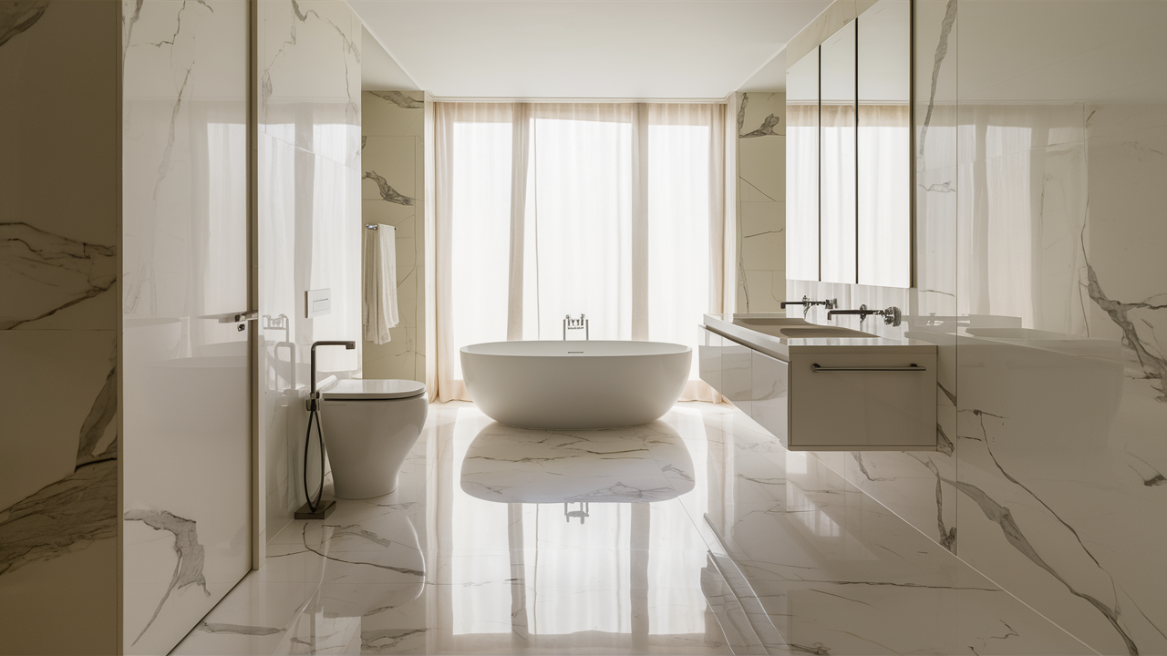 Luxurious bathroom flooring transforming the entire space