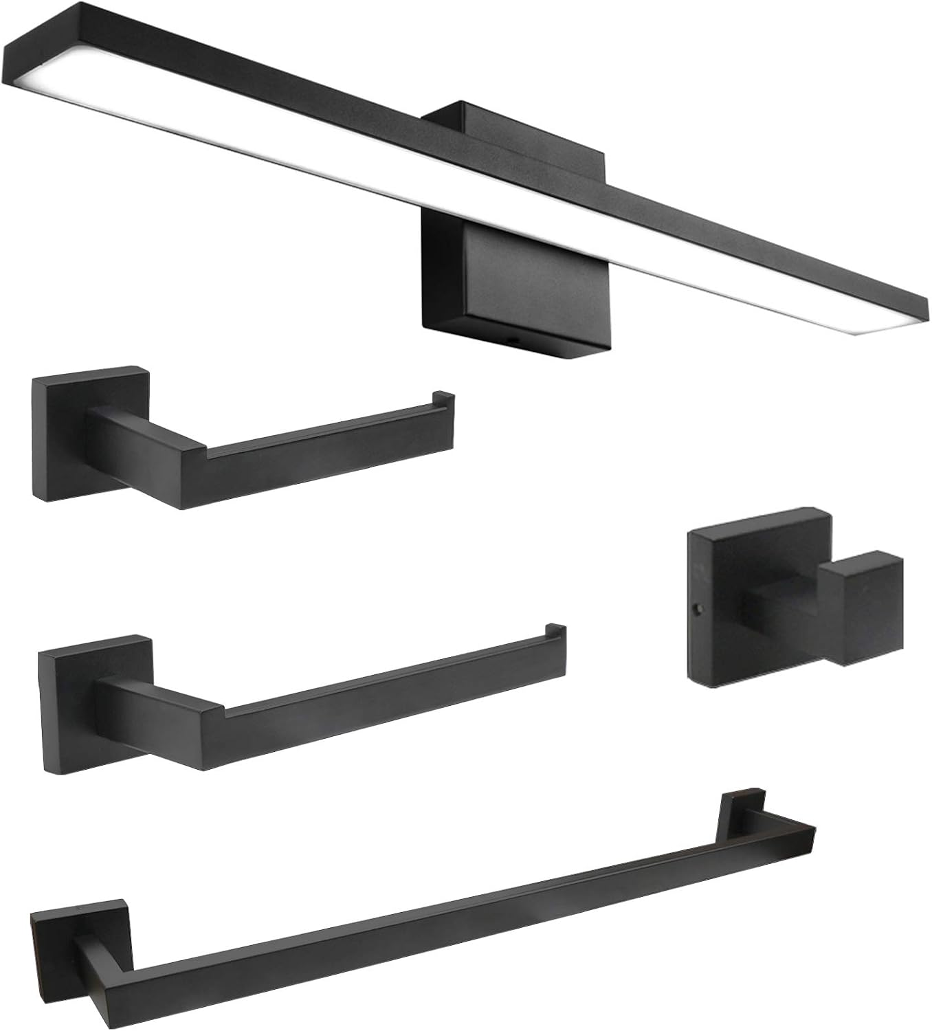 Ralbay 24in Modern LED Black Vanity Light, 5-Piece All-in-One Bathroom Set