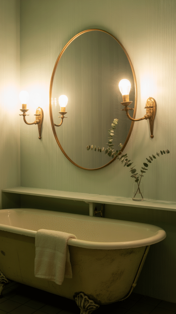 Central ceiling light providing ambient bathroom illumination