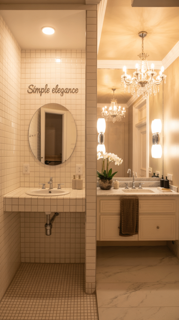 Bathroom lighting chosen to fit the room's specific size and layout