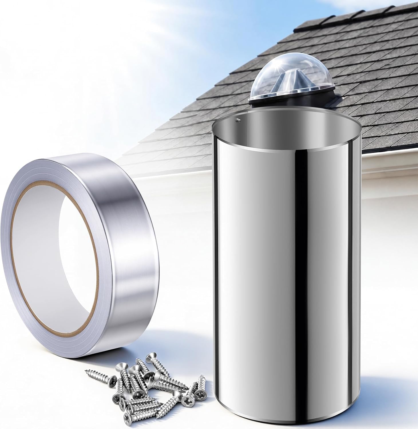 10 Inch Sun Tunnel Extension Tube, Rigid Aluminum Skylight Extension