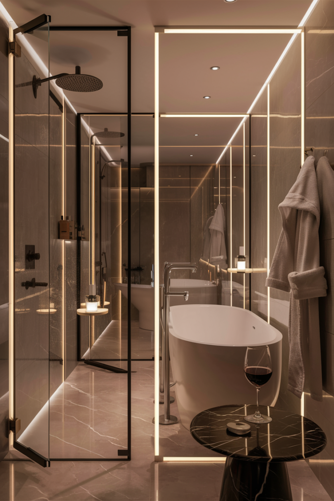 Luxurious bathroom design with mood-setting dimmer switches