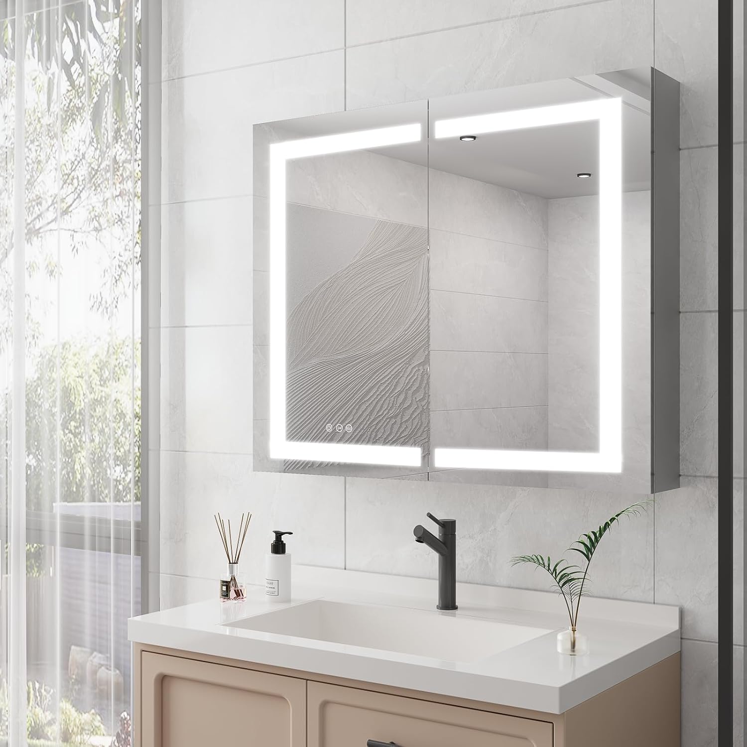 ROOMTEC Lighted Medicine Cabinet with Mirror