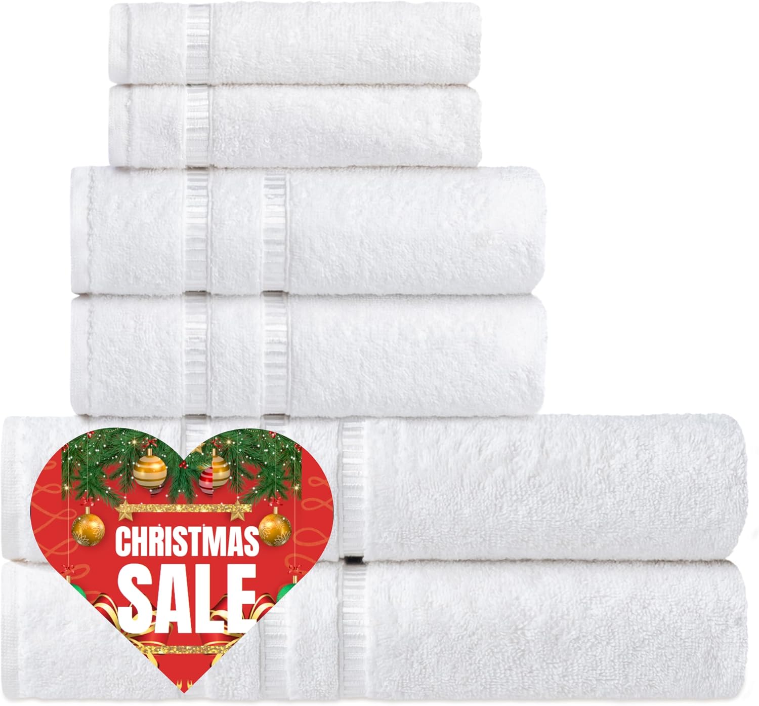 6 Piece Towel Set, 2 Bath Towels 2 Hand Towels 2 Washcloths