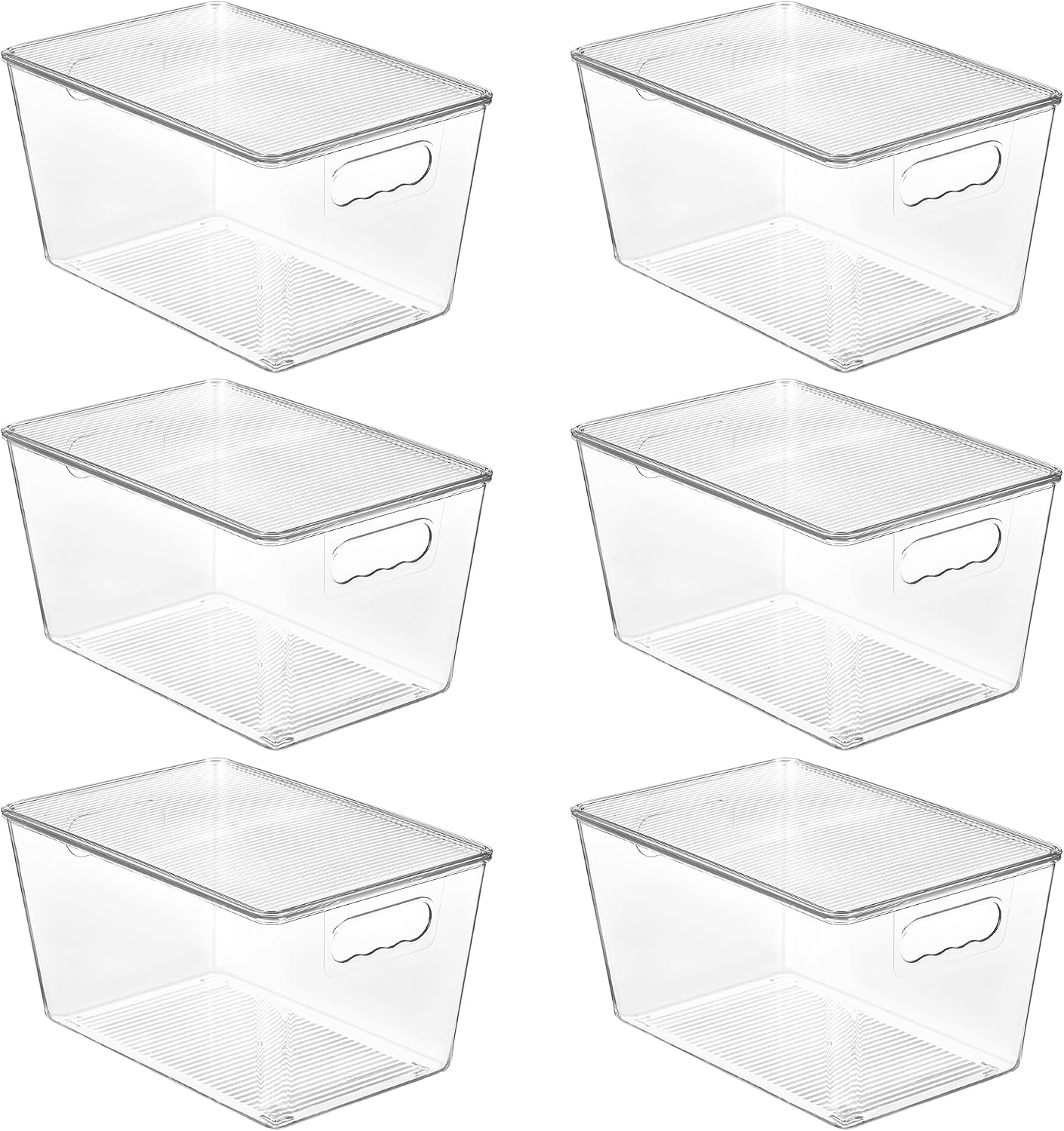 Vtopmart 6 Pack Clear Stackable Storage Bins with Lids and Handles, Large