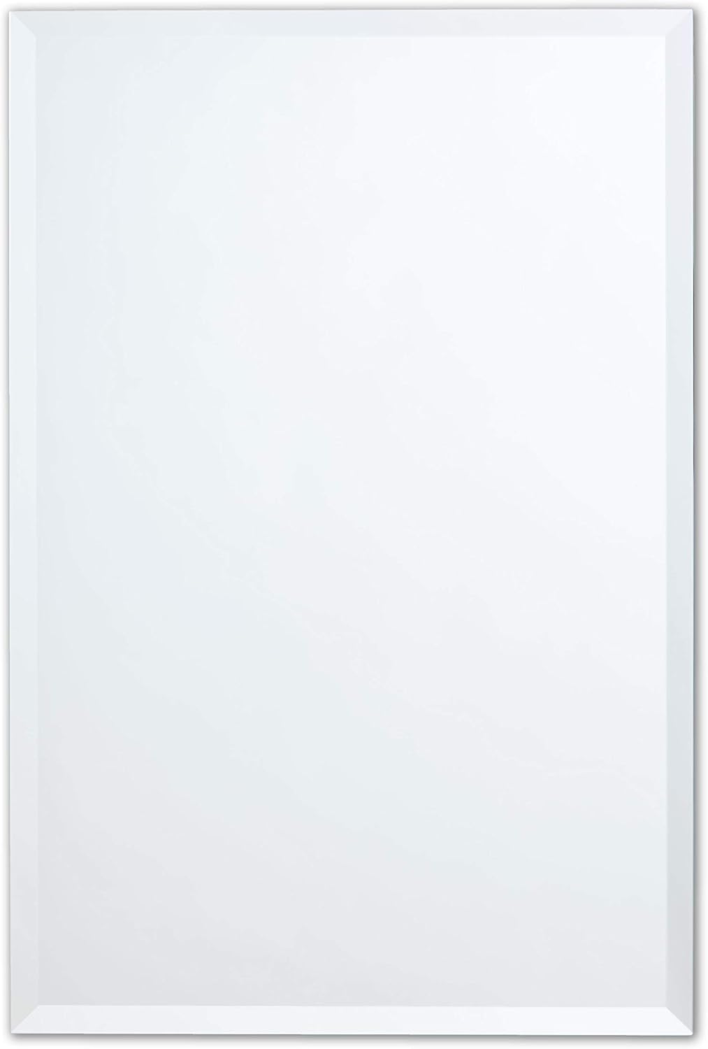 Better Bevel Frameless Rectangle Mirror, 16-in x 24-in Bathroom Wall Mirror w/Beveled