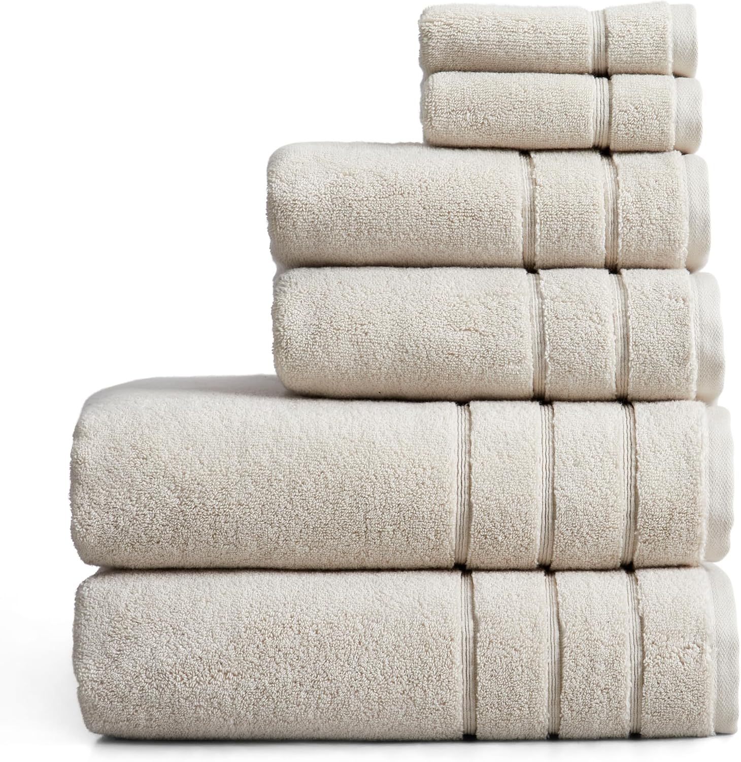 Springtree Home Luxury Turkish Cotton Bath Towels Set, 6-Piece Set, Beige
