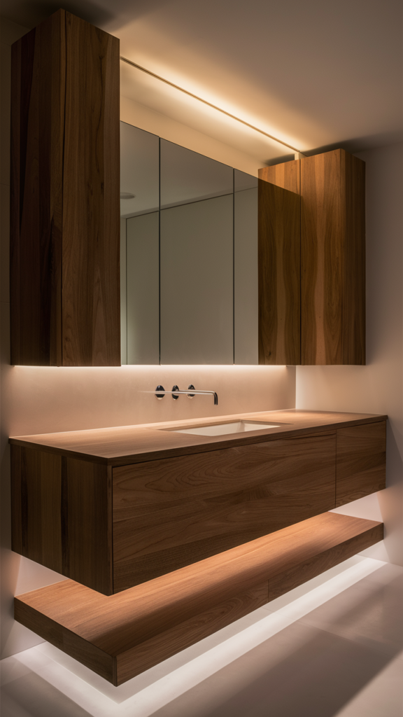 Sleek and contemporary bathroom design with floating vanity