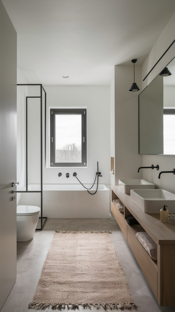 Minimalist bathroom with clean white walls and simple styling