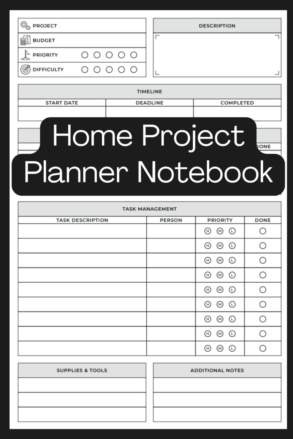Home Project Planner Notebook: Organize Renovations, Repairs & DIY Tasks with Ease