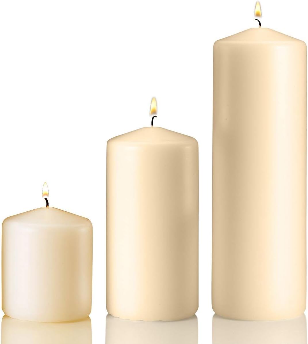 Light In The Dark Ivory Pillar Candle Variety Set, 3 Unscented Pillar Candles