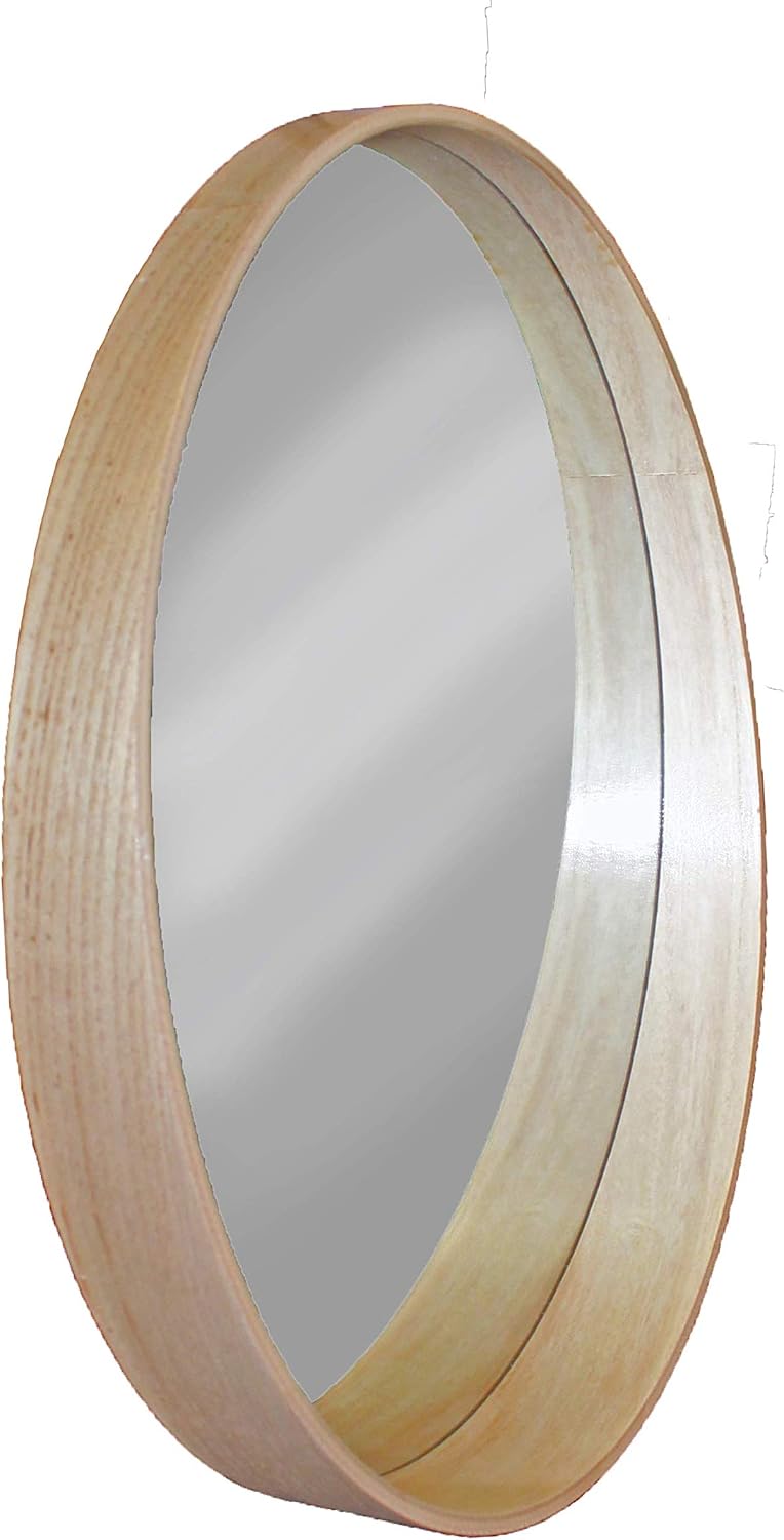 Modern Living Round Wood Mirror with Shelf Lip, Circle Mirrors Wall Decor for Bathroom