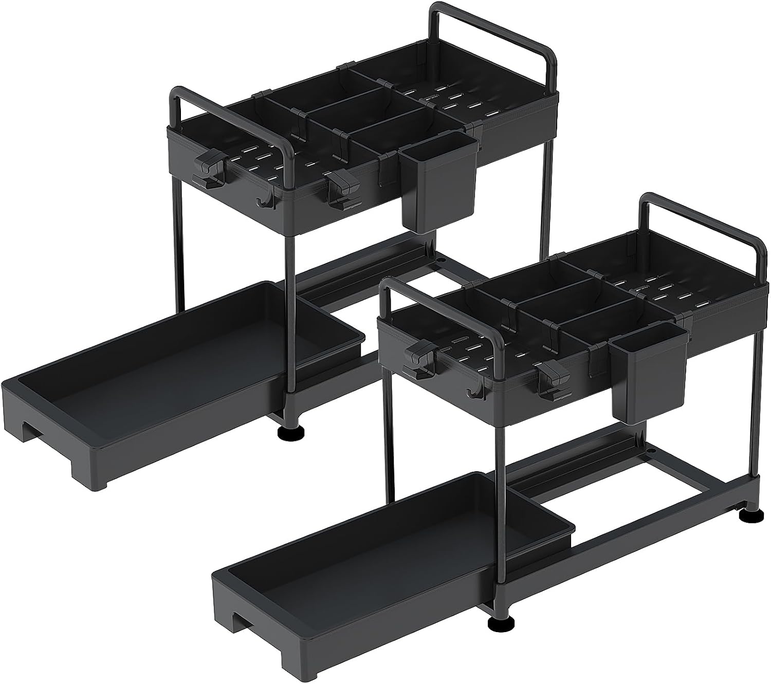 SOLEJAZZ 2-Tier Under Sink Organizer, Sliding Under Bathroom Cabinet Storage Drawer
