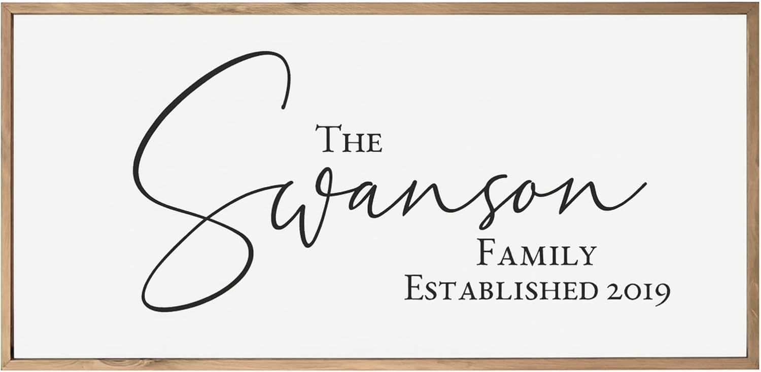 Personalized Framed Family Name Sign 15x30, Custom Established Decor