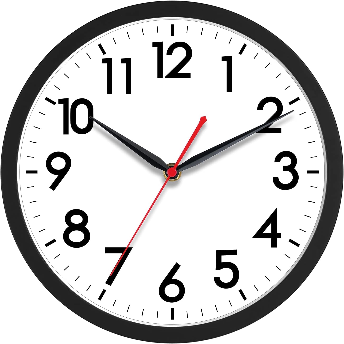 AKCISOT 10 Inch Wall Clock, Silent Battery Operated Analog Clock, Black