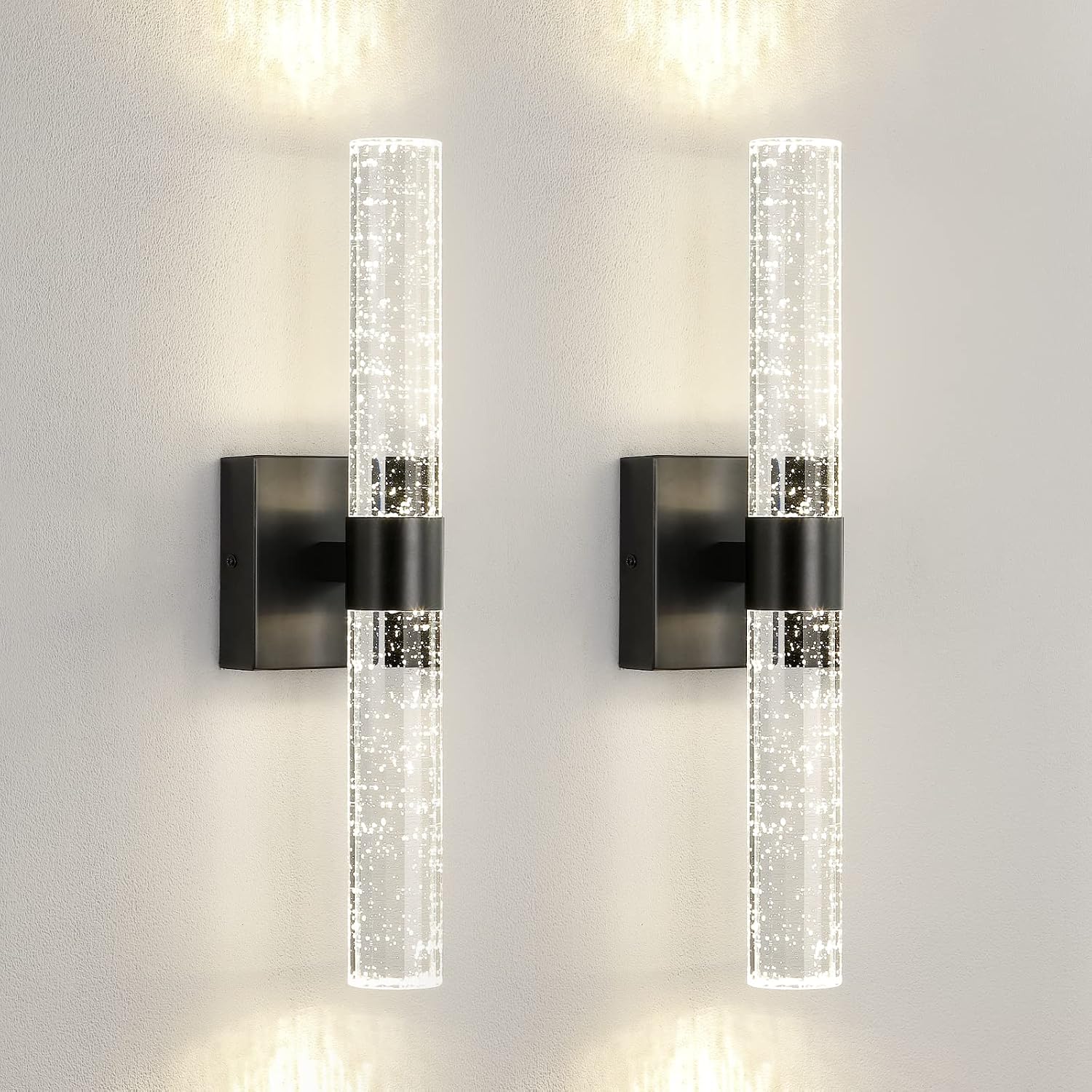 CCYCOL Black Modern LED Wall Sconces, Set of Two, 18 Inch, 4000K Dimmable