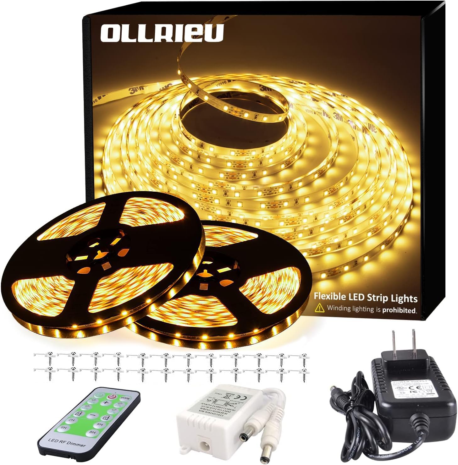 LED Strip Lights 12V 50ft 3000K Dimmable Warm White Strip Lights