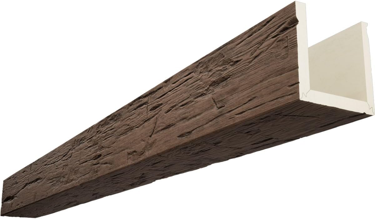 Timberthane Hand Hewn Faux Wood Beam, 3-Sided, U-Beam, 4