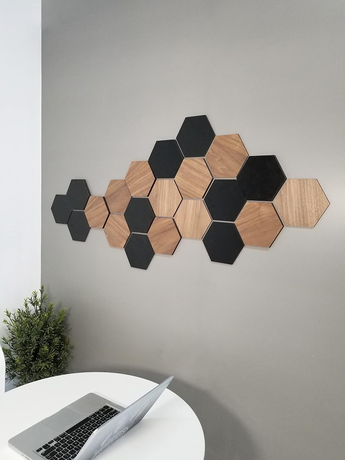 Walnut Hexagons, 3D Hexagon Wall Panels, Wooden Hexagon, Honeycomb Wall cover