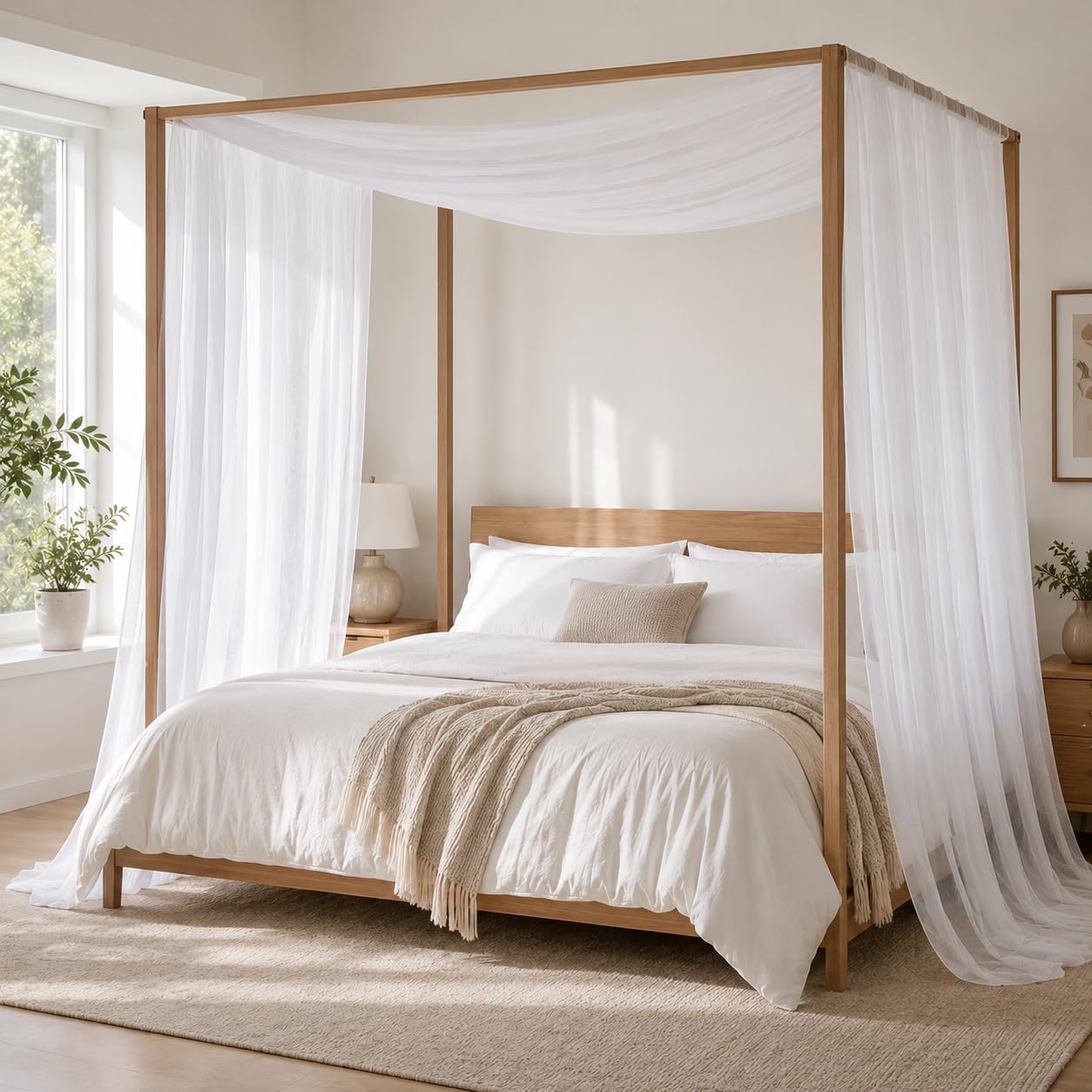 Canopy Bed Curtains, Sheer Canopy Scarf & Four Poster Bed Drapes
