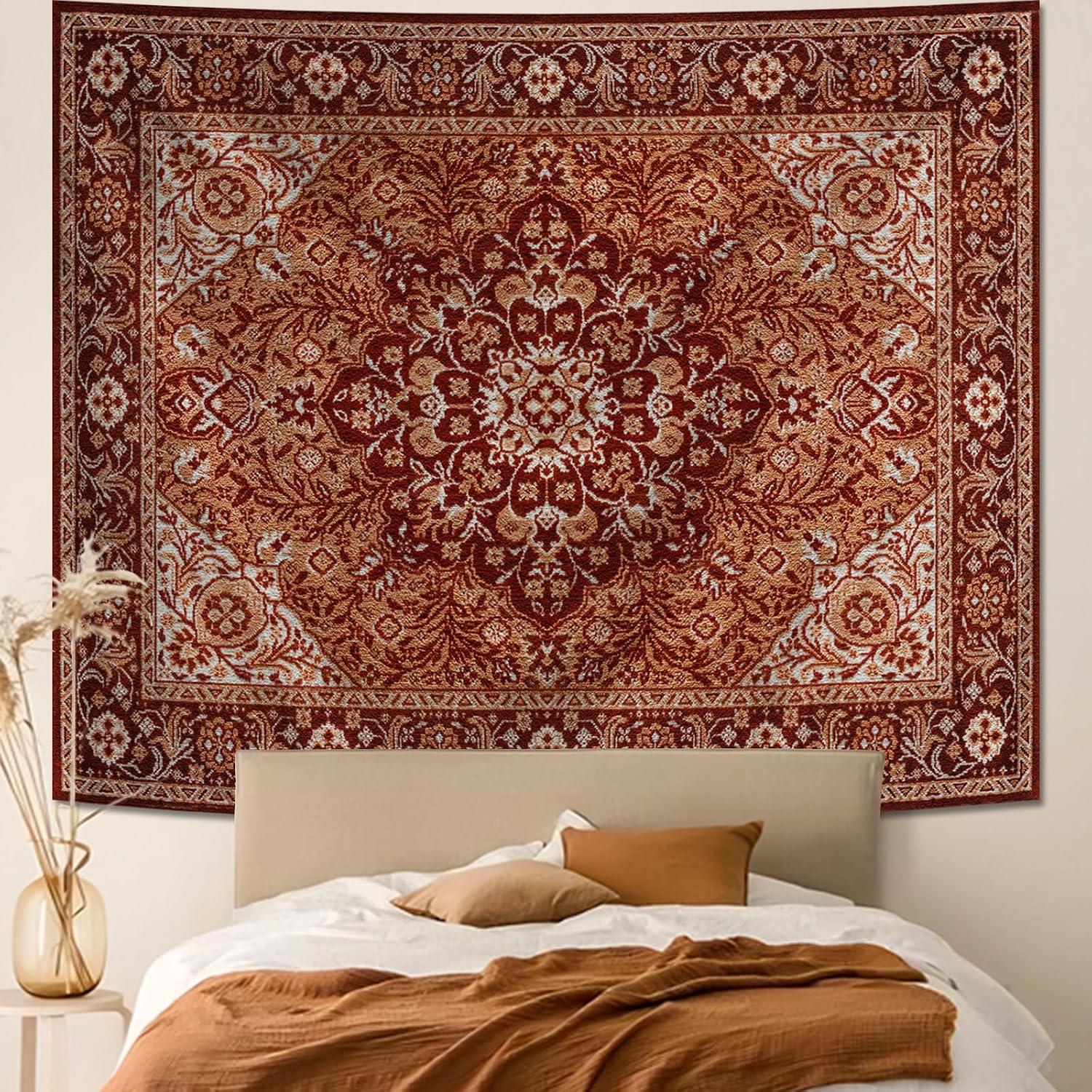Apdidl Boho Mandala Hippie Wall Tapestry, Orange Vintage Indian Tapestries