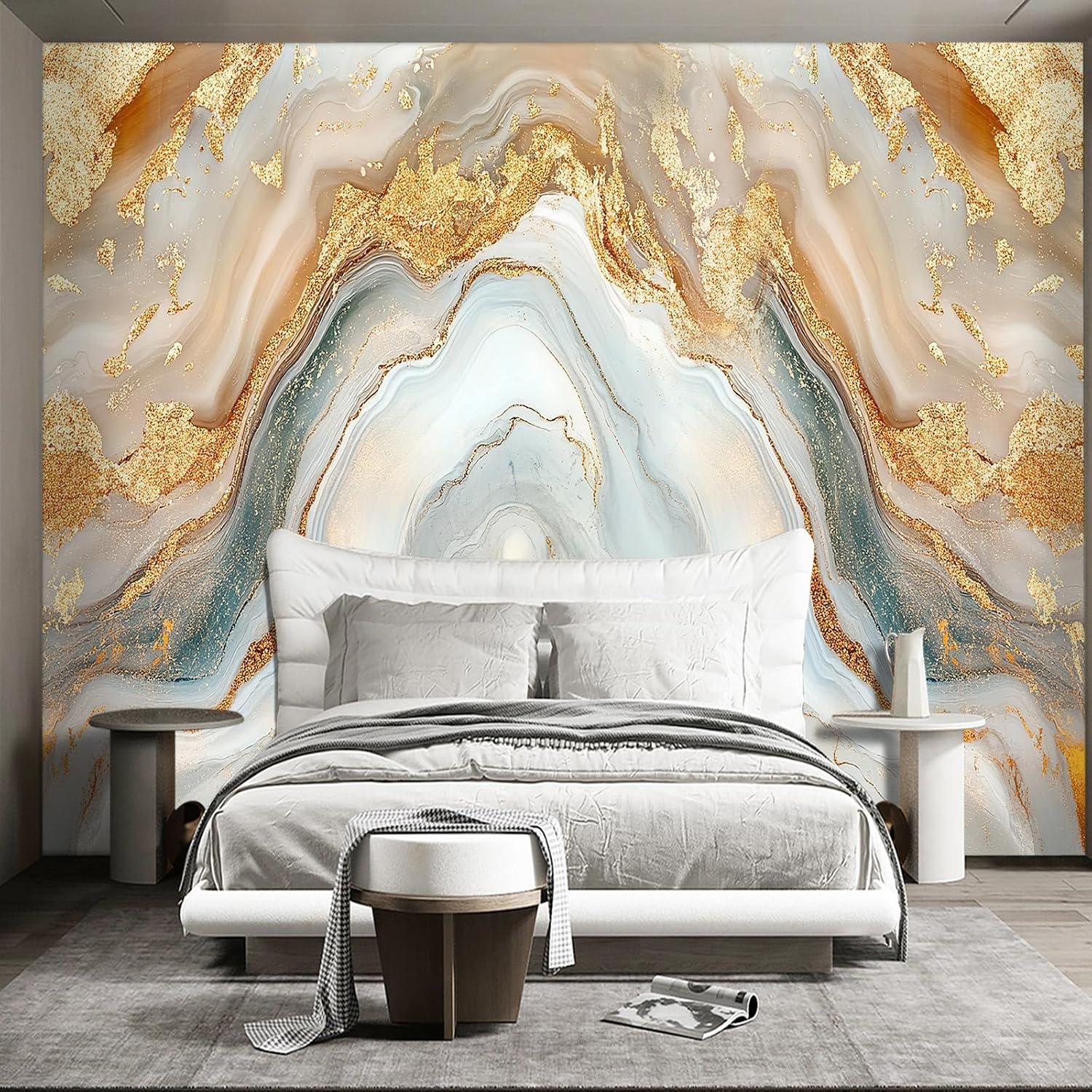Golden Marble Peel and Stick Wallpaper Abstract wall murals for Bedroom Living Room