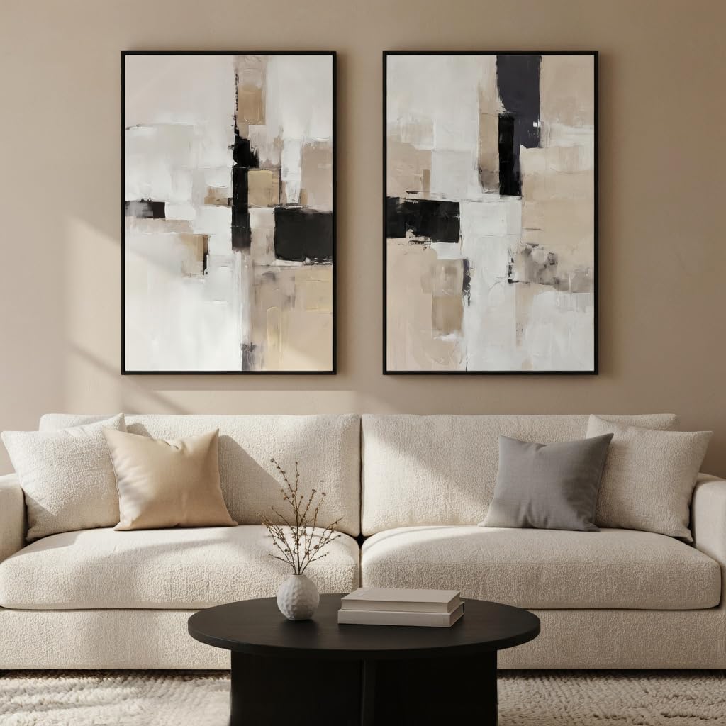 Zessonic Neutral Abstract Wall Art, Modern Textured Wall Decor, 24