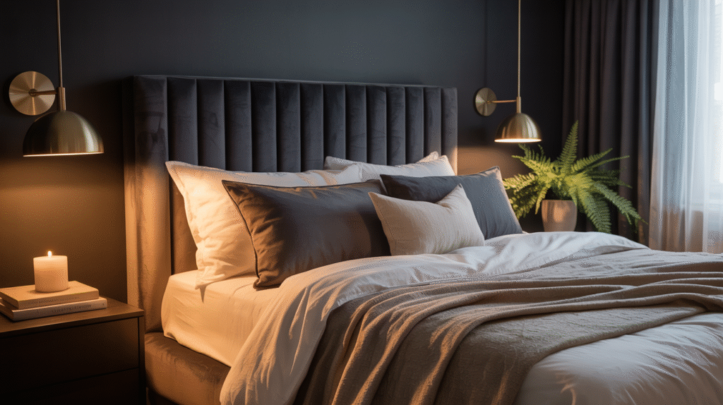 Modern black bedroom reflecting a current design trend