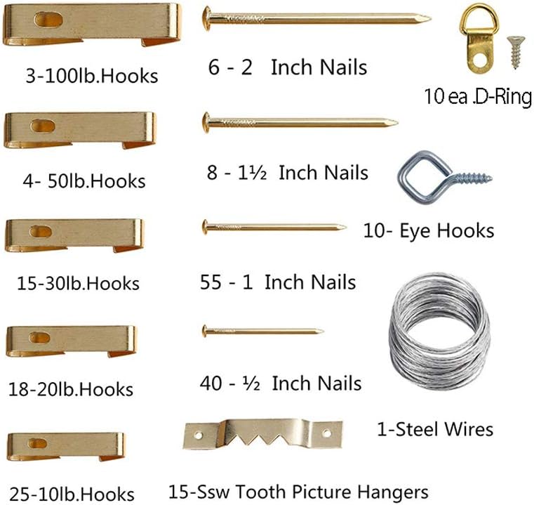 Picture Hanging Kit, 222 Pieces Heavy Duty