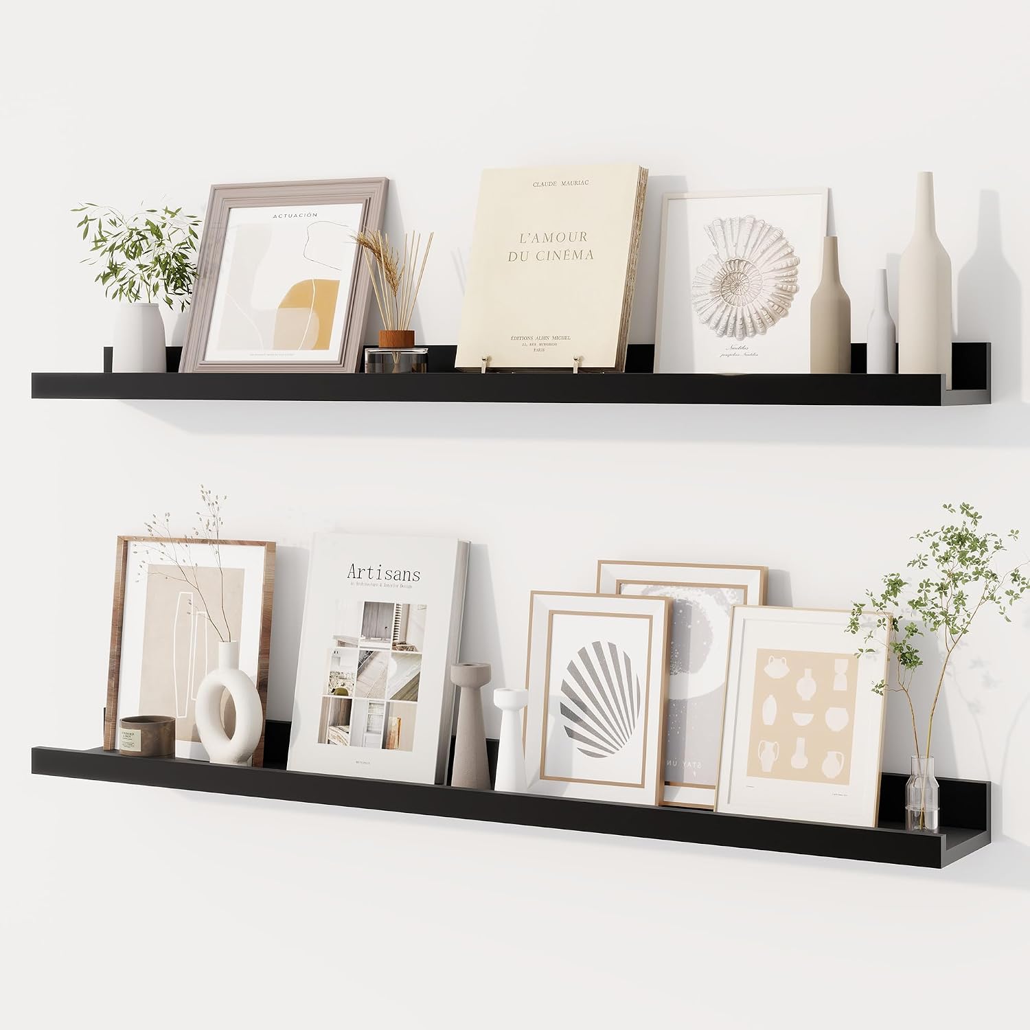 Dreamland Picture Ledge Shelf for Wall, Floating Shelves Set of 2