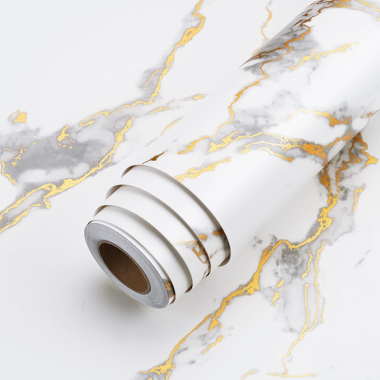 LACHEERY Thick White Marble Contact Paper for Countertops, Waterproof